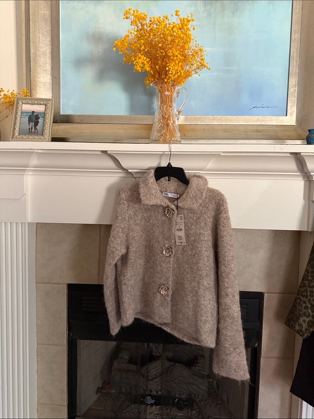 Zara Elegant Button-Front Women's Sweater Jacket in Taupe NWT - Picture 2 of 7